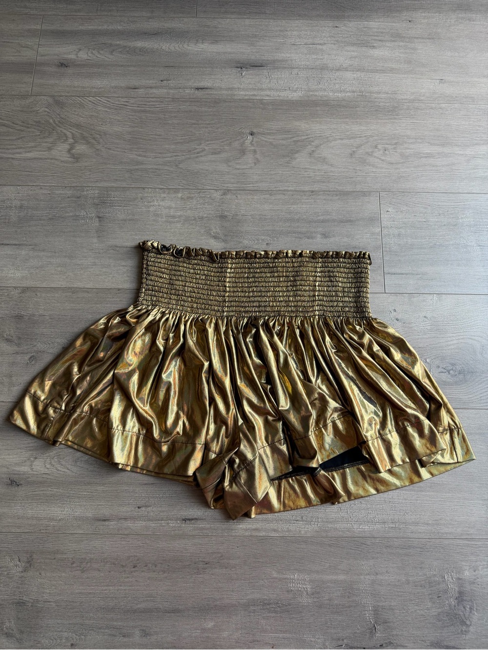 Queen of Sparkles Black and Gold iridescent smocked swing shorts - size 2XL